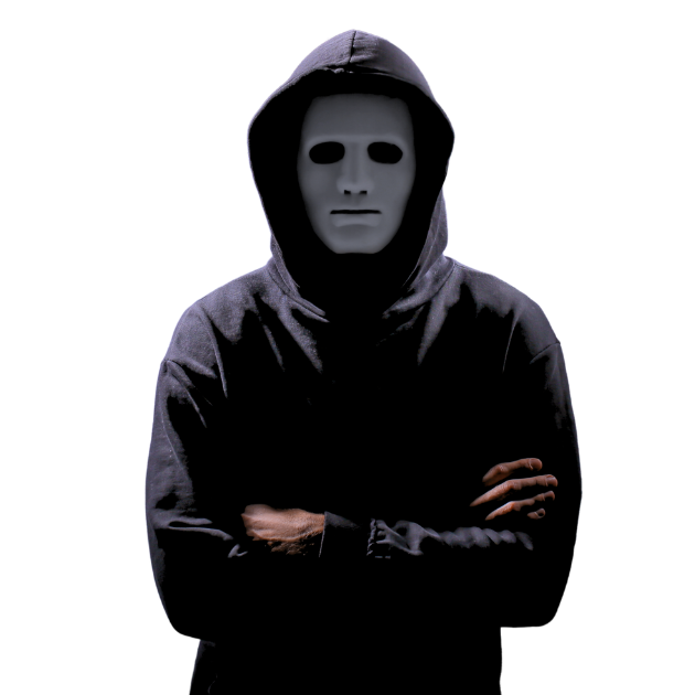 man in black hoodie and white face mask acting as ethical hacker